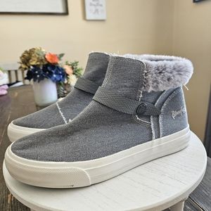 Blowfish Malibu Cotton Ankle Booties Faux Fur Womens 6 New without box